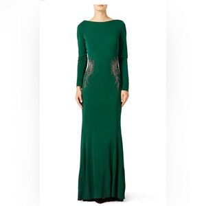 Badgley mischka Elegant Green Long Sleeve Gown